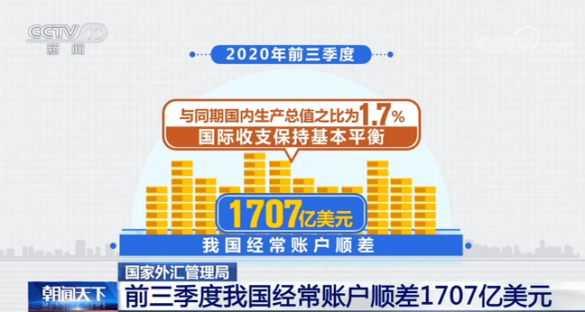 我国|国家外汇管理局：前三季度我国经常账户顺差1707亿美元