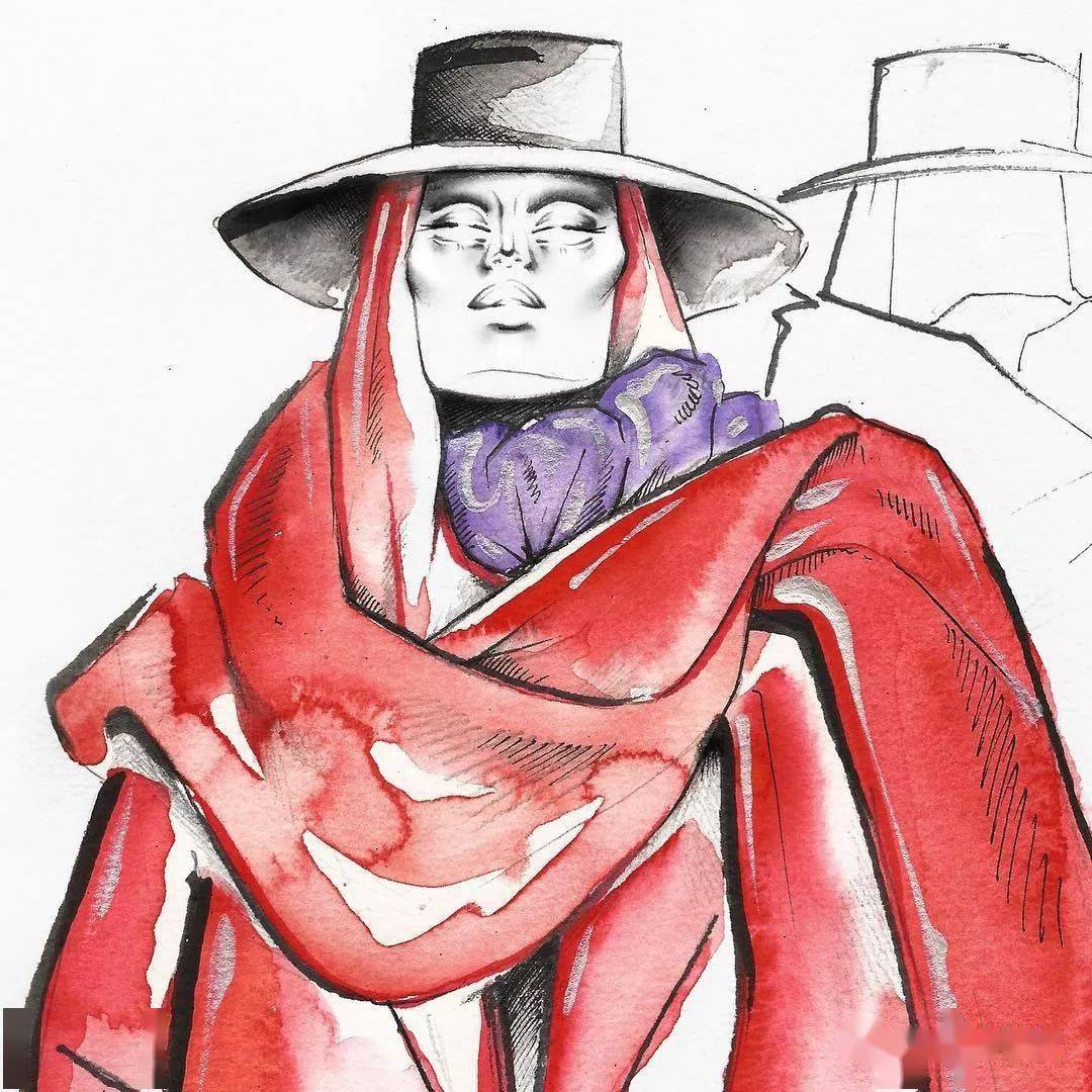 时尚|时装画上的褶皱不知怎么画？向这位时尚插画界的＂三宅一生＂学习一下！