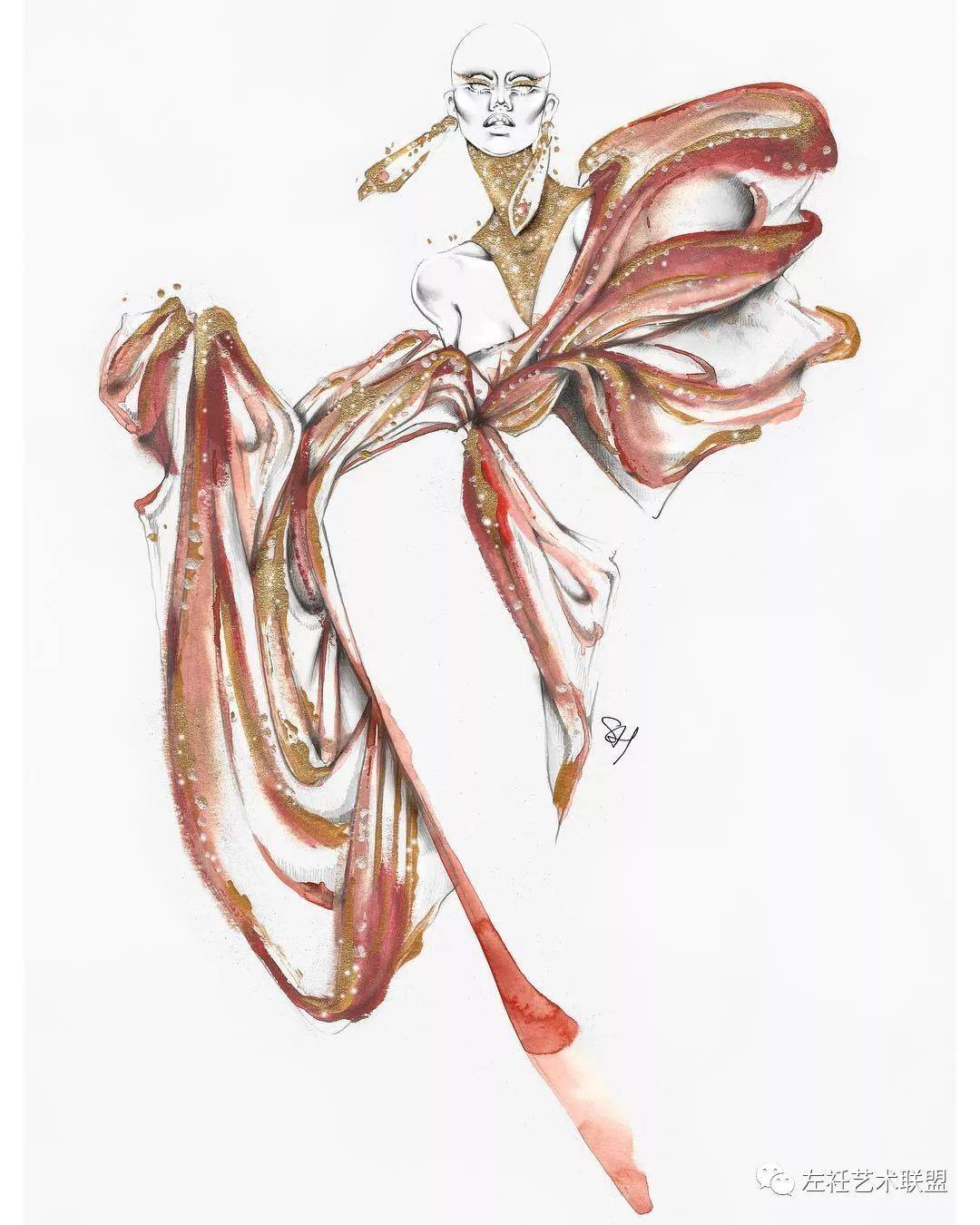 时尚|时装画上的褶皱不知怎么画？向这位时尚插画界的＂三宅一生＂学习一下！