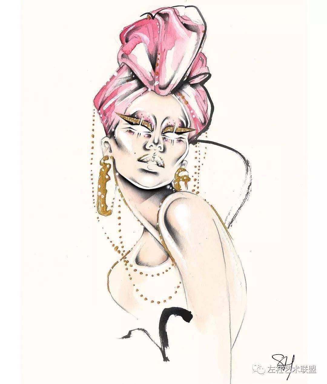 时尚|时装画上的褶皱不知怎么画？向这位时尚插画界的＂三宅一生＂学习一下！