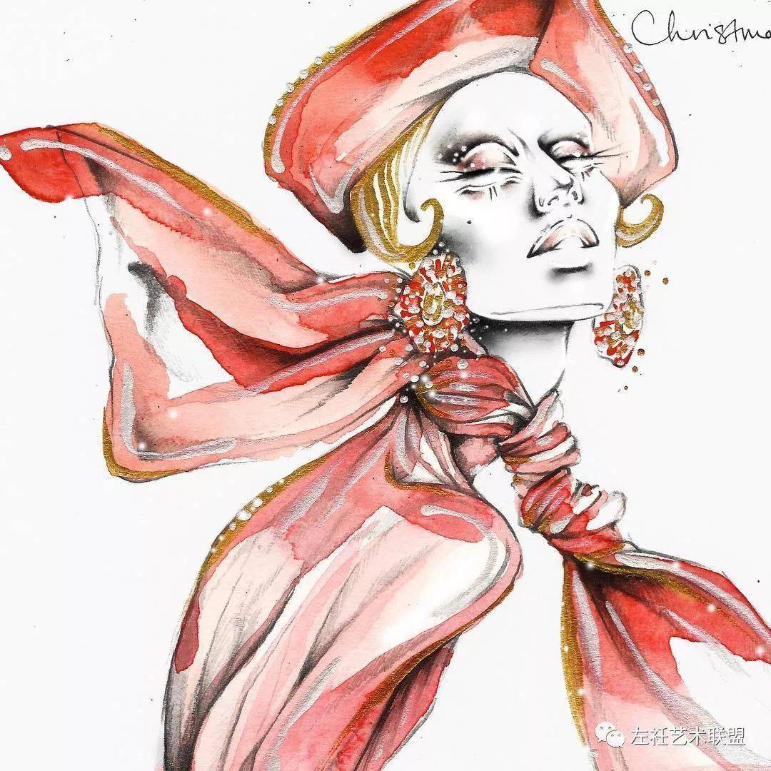 时尚|时装画上的褶皱不知怎么画？向这位时尚插画界的＂三宅一生＂学习一下！