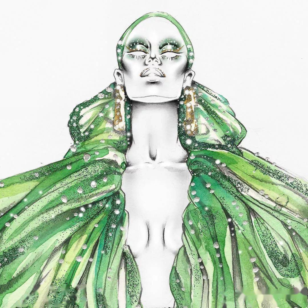 时尚|时装画上的褶皱不知怎么画？向这位时尚插画界的＂三宅一生＂学习一下！