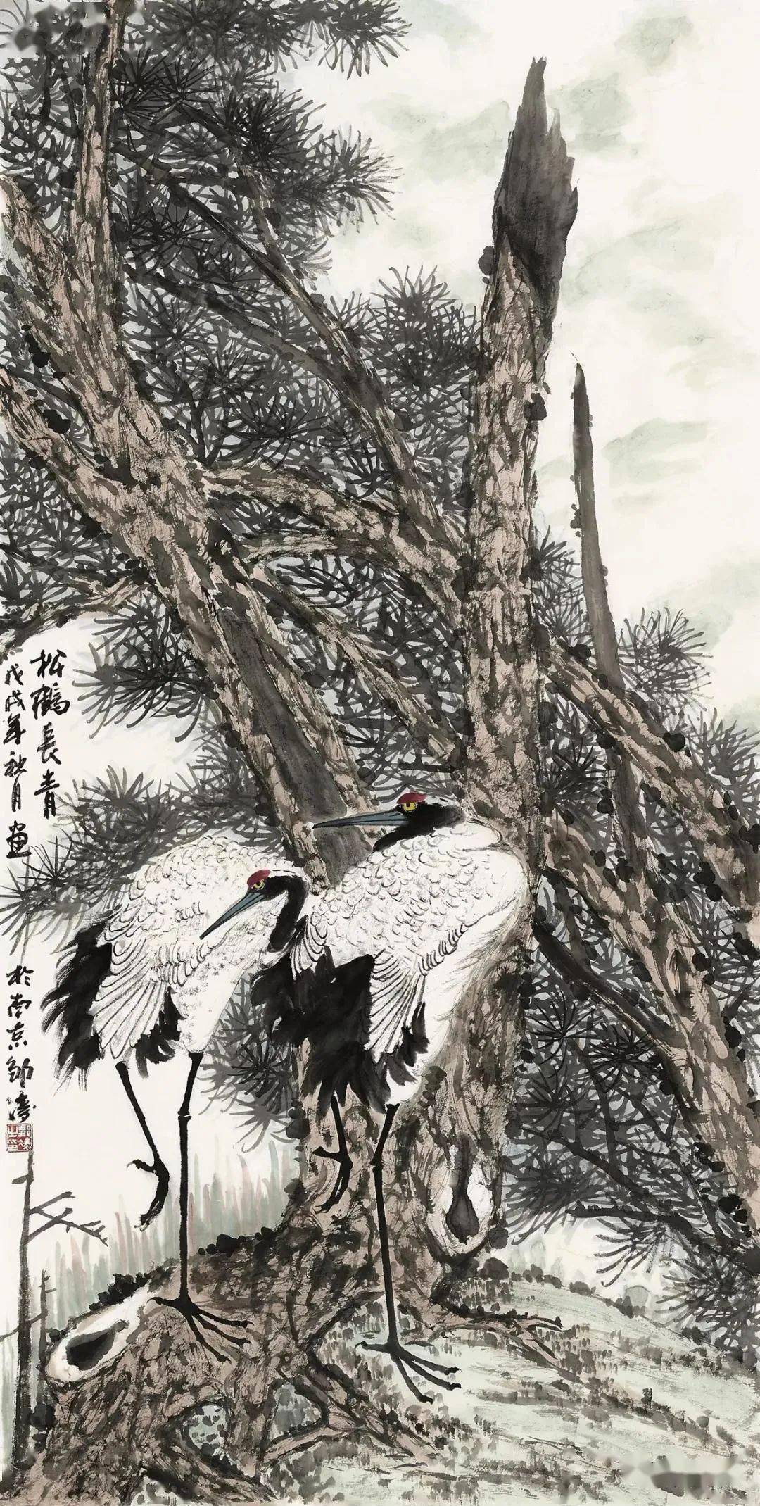 《松鹤长青》70×138cm