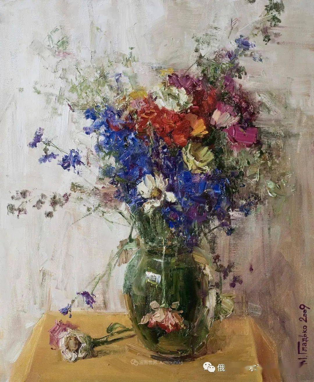 俄罗斯画家马克西姆·格拉德科静物花卉油画作品赏析