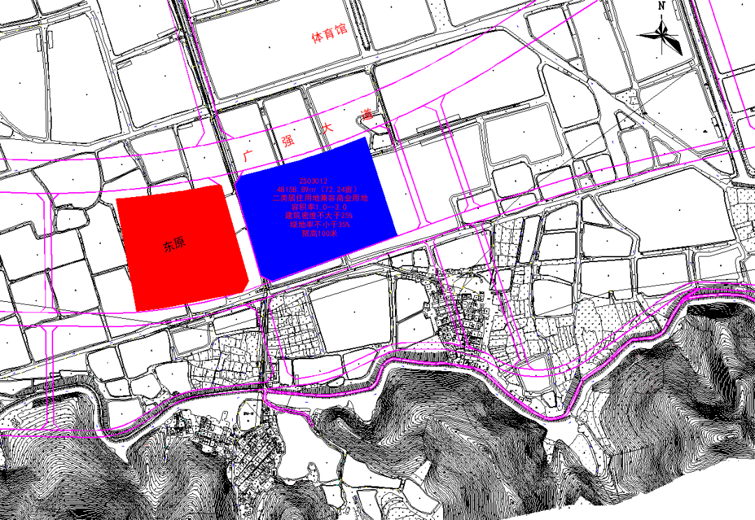 规划图:地块信息:地块位于四会市贞山街道姚沙村委会市体育馆对面