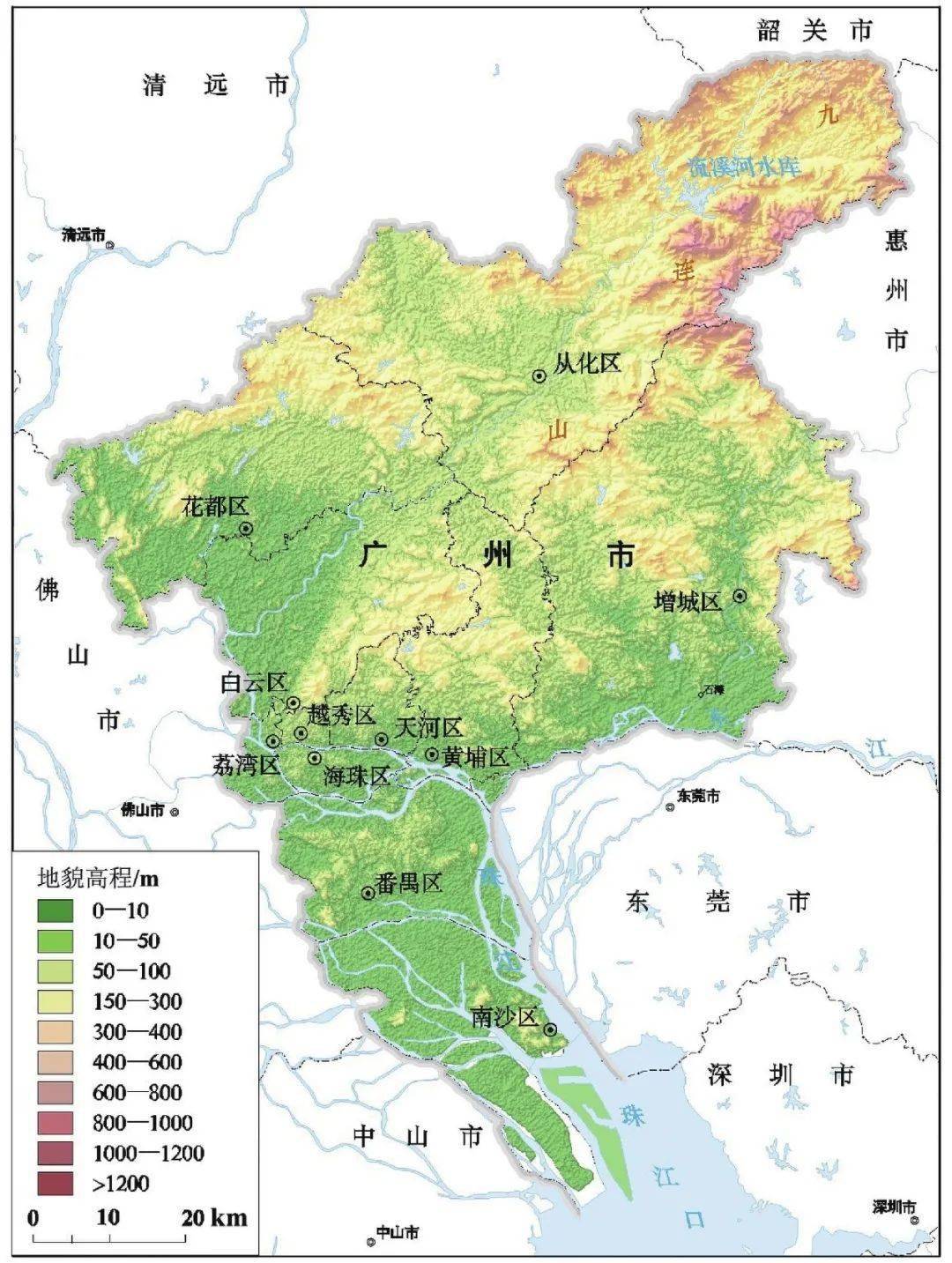 广州市三维地势图(自然资源部中国地质调查局,2019)