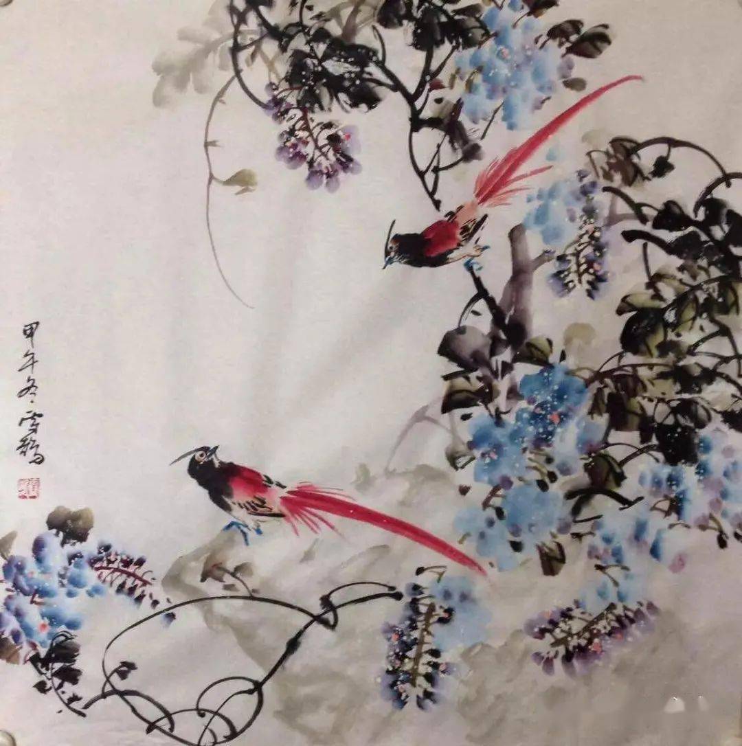 墨彩腾发 紫气东来--画家温庆海紫藤作品欣赏