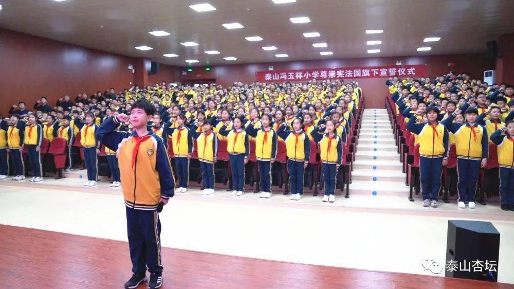 泰山冯玉祥小学举行尊崇宪法国旗下宣誓仪式