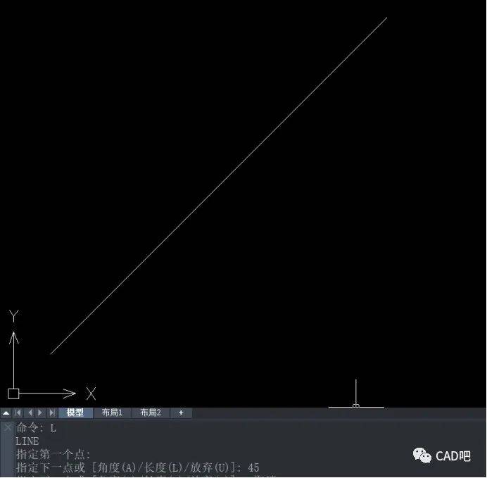 如何用cad画一条固定角度的直线段