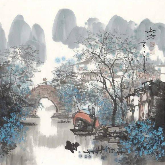 水墨淋漓,清新淡雅,使人耳目一新的山水画