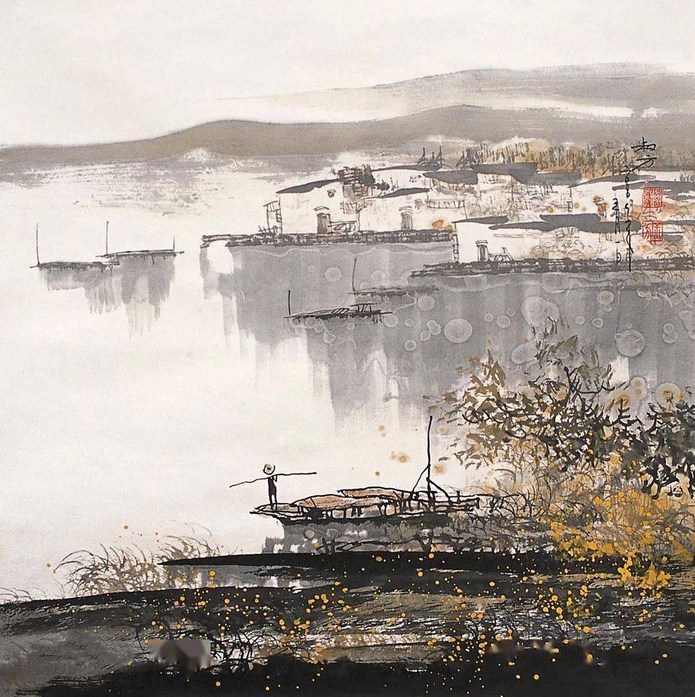 水墨淋漓,清新淡雅,使人耳目一新的山水画