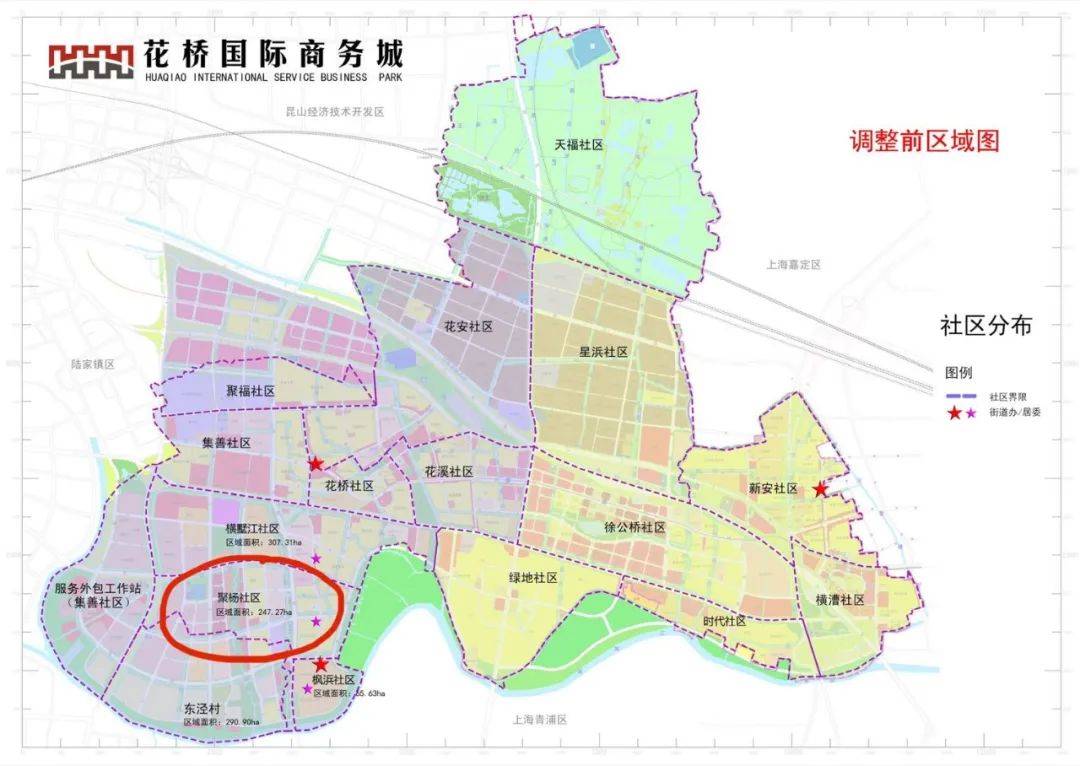 红线圈注处为聚杨社区管理范围"走"进聚杨花桥经济开发区聚杨社区东