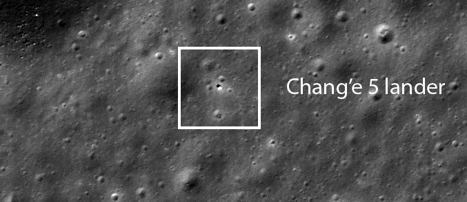 成功|NASA月球探测器拍摄到月面的嫦娥五号