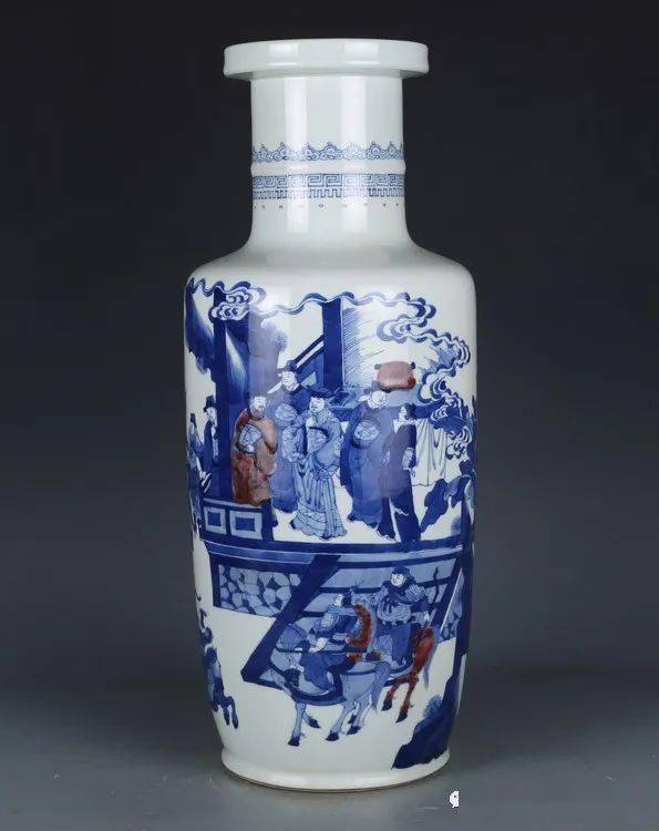 旧家蔵出『清 青花童子拝寿万寿紋大瓶 康熙年製款 染付