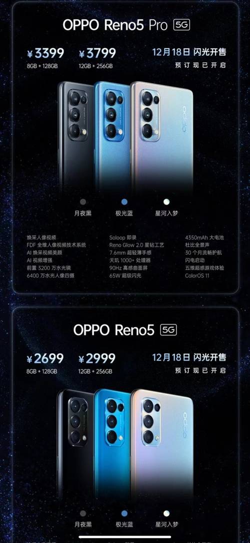 全新星钻工艺轻薄机身OPPO Reno5系列发布2699元起_手机搜狐网