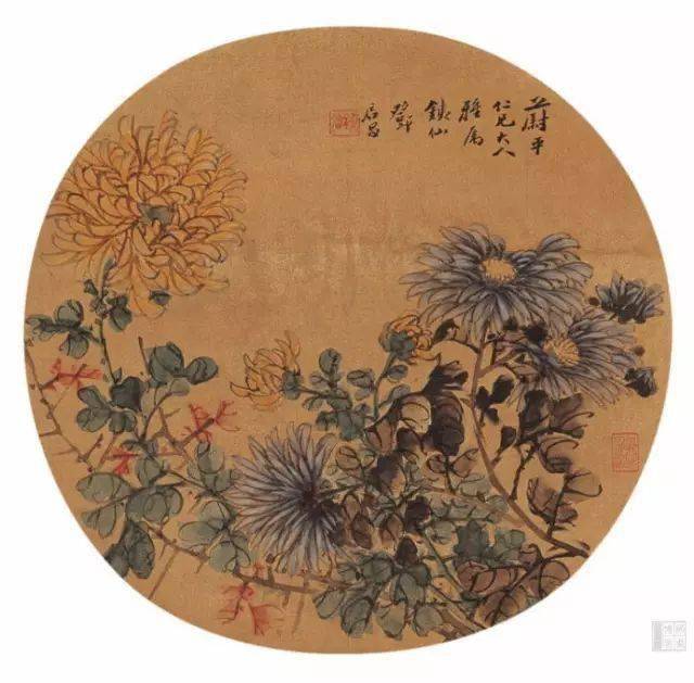 清 虚谷《还来旧菊花》立轴 纸本设色145.1×80.