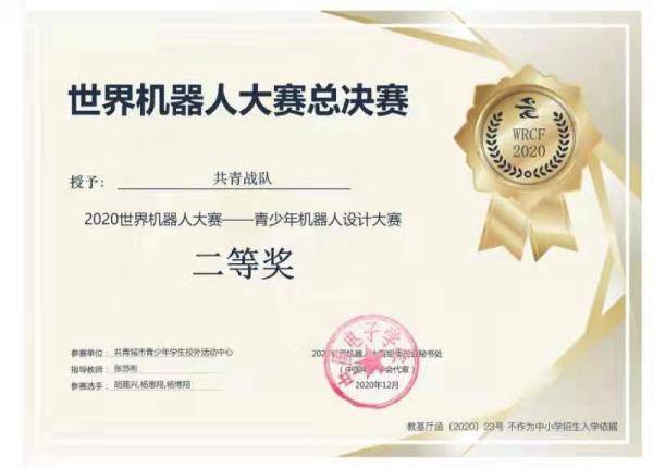 青少年|江西共青城学子在2020世界机器人大赛荣获一等奖