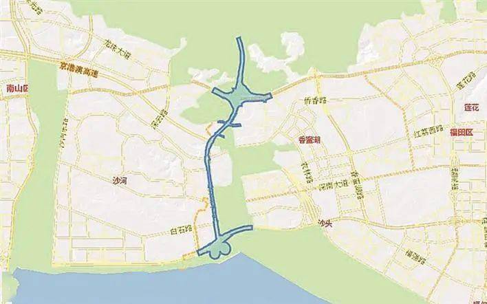 福田区侨城东路北延通道工程与生态控制线位置.