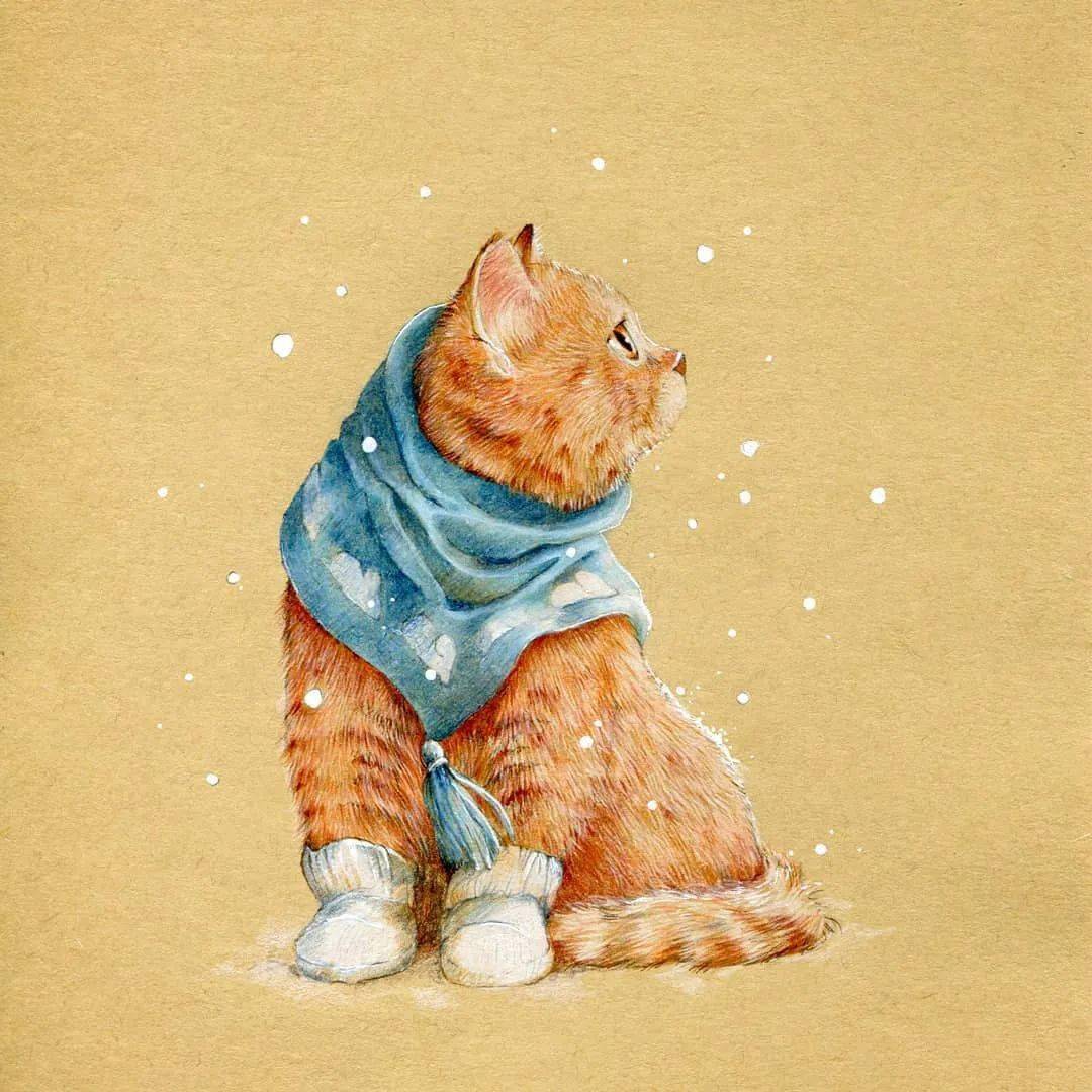 彩铅水彩插画细腻精致这样的画风很暖