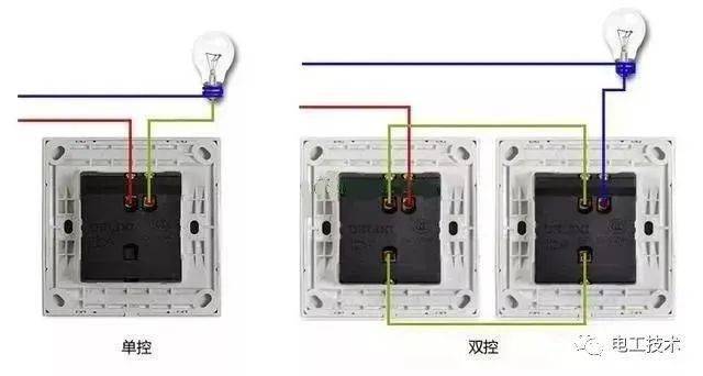 单联双控开关实物接线图   版权归原作者所有