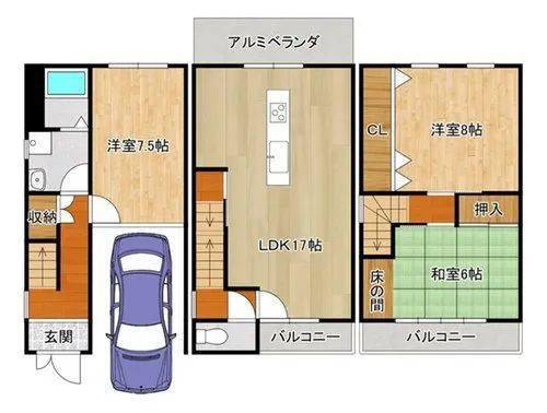 伏见区京阪鸟羽街道站旁全新装修带车库一户建售价188万人民币