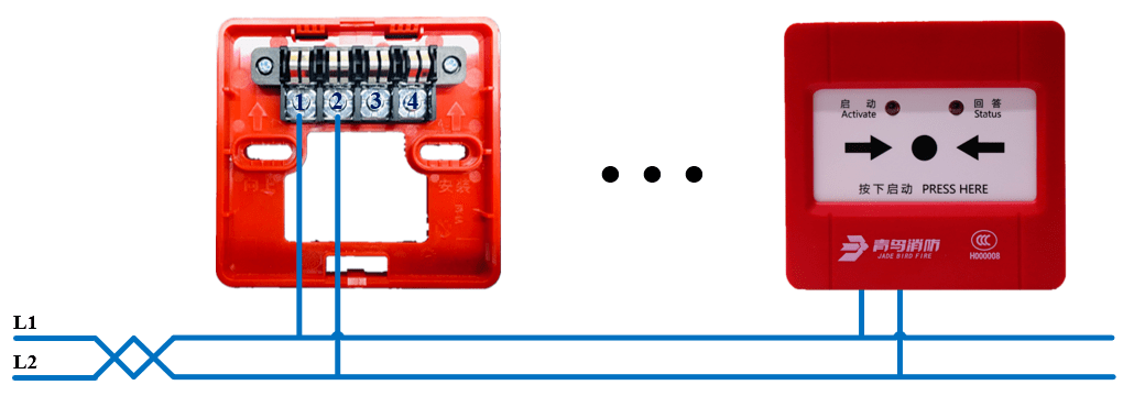 jbf5123消火栓按钮 jade bird fire 3.火灾声光警报器类设备接线图