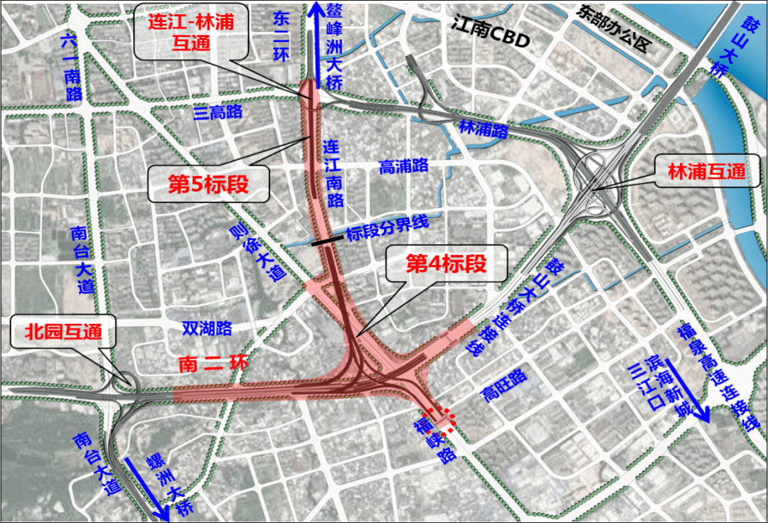 加上道路沿线的绿化升级 为方便周边市民出行 连江南路三桥