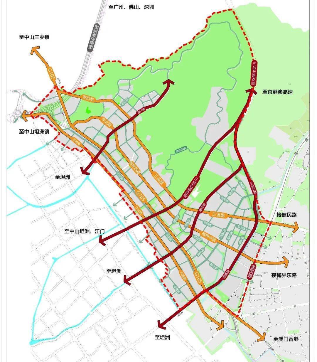 ( ▲ 三溪科创小镇道路交通图)