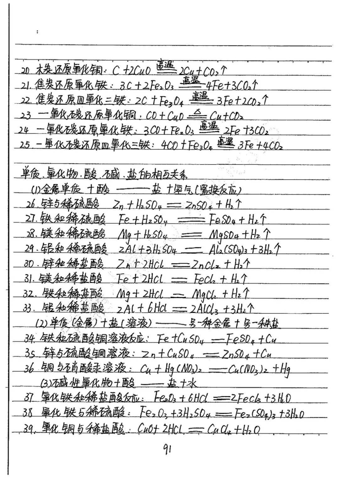 九年级化学全册手写笔记期末考试下册学习必看