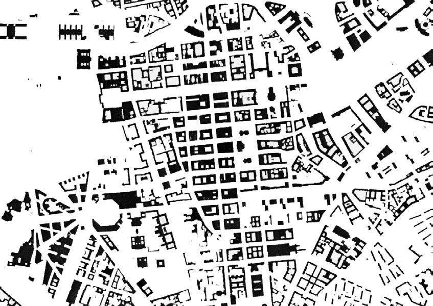 城市设计教科书:柏林城市黑白图(局部)诠释历史的克里尔新城空间克