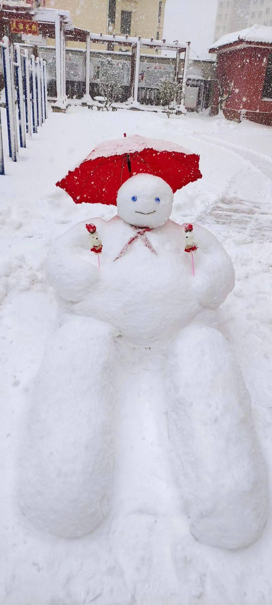 暴风雪后,威海雪景美如画,还有可爱雪人