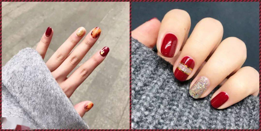2021新年红色系美甲,转运必备