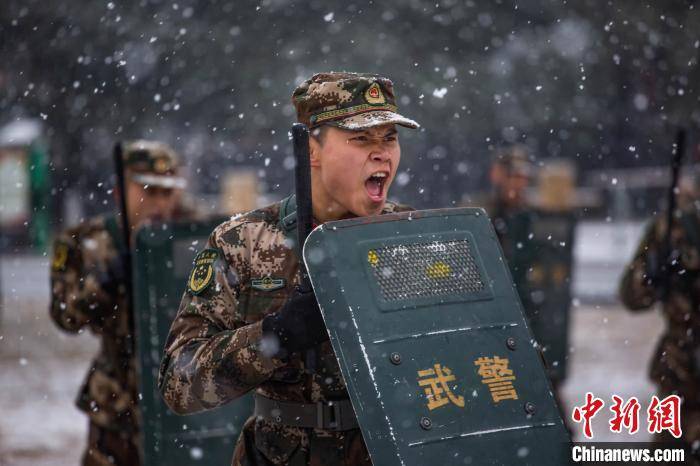 图为武警贵州总队机动支队官兵开展警棍盾牌训练. 吴哲明 摄