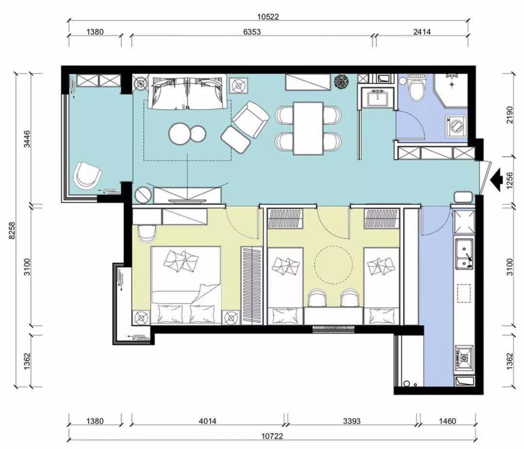 79平的小户型二居室,儿童房内这样布局,就像做了三房一样!
