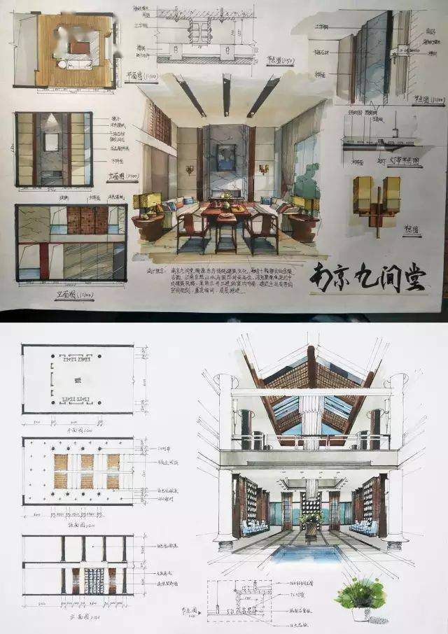 室内设计手绘马克笔上色快题分析图解