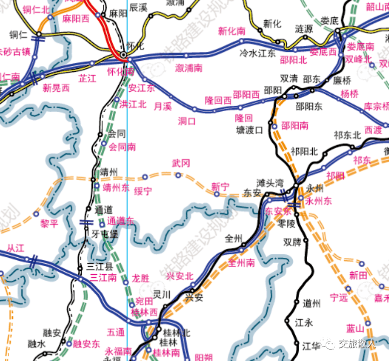 到:如果按照上述规划,怀化至桂林铁路将不会经过邵阳境内的洞口,绥宁