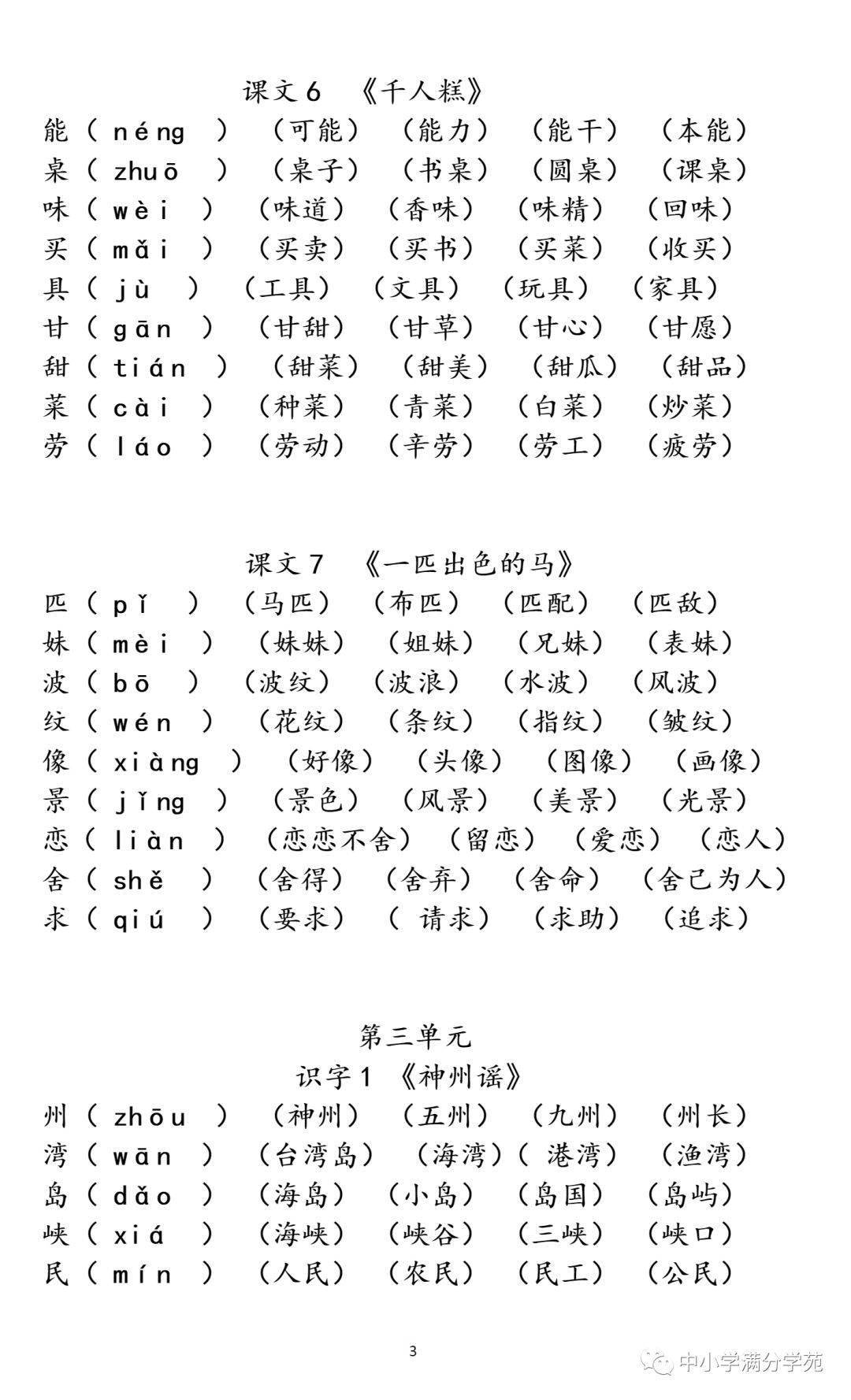 二年级语文下册:全课《生字注音组词,寒假预习,你一定需要它!