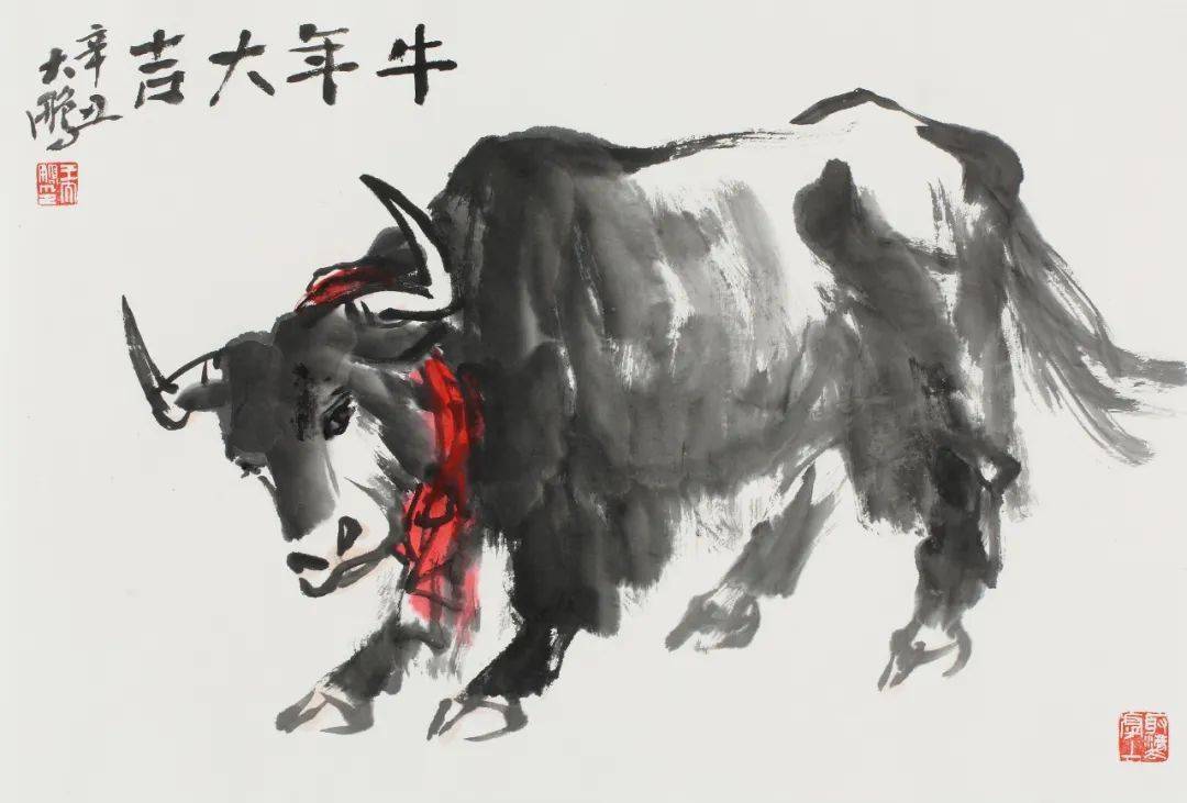 王大鹏《牛年大吉》 46×69cm 纸本设色 2021