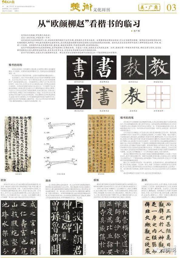 日《中国文化报》 第3版刊发特别报道 《从"欧颜柳赵"看楷书的临习》