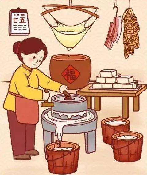 磨豆腐 中国民谚称"腊月二十五,推磨做豆腐.