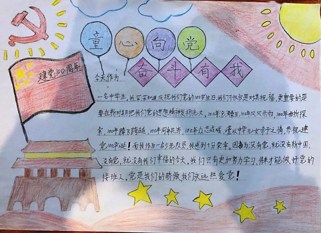 寒假伊始,清河湾中学党支部开展了"童心向党,奋斗有我"手抄报绘制活动