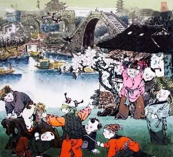 早安,一组百童闹春图,好热闹!
