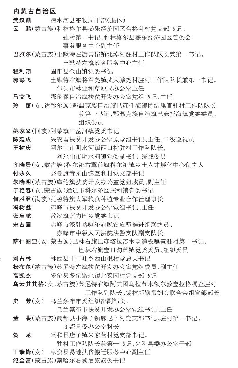 报喜拟表彰对象公示清水河上榜的有