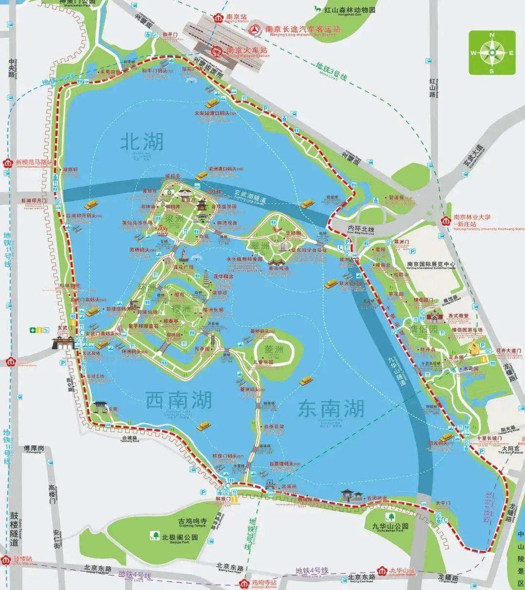 或树植环绕 跟着小布一起去看看 玄武湖环湖健身步道  在南京 有一条"