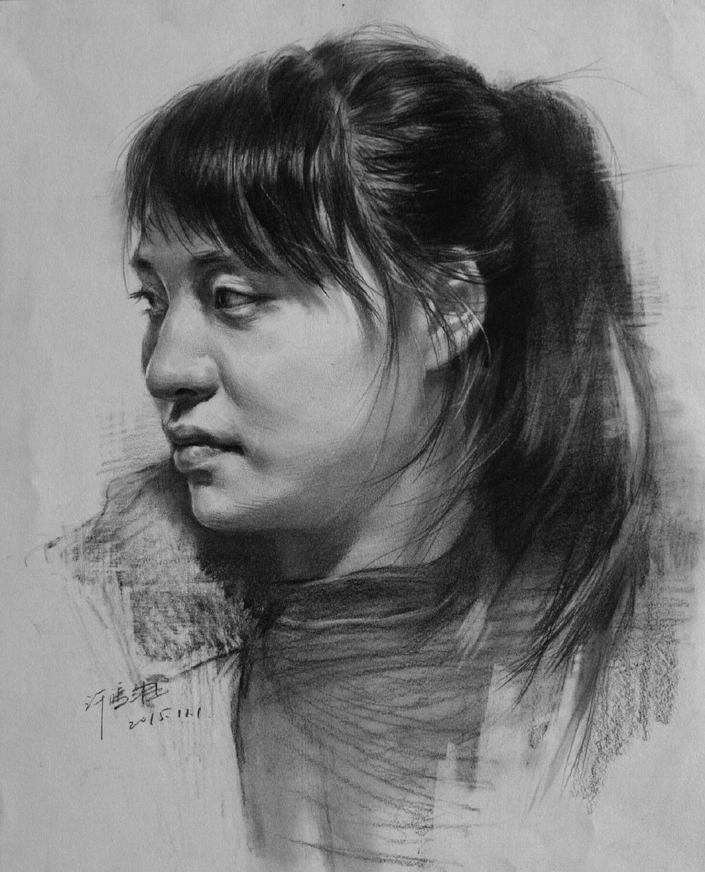 艺考素描——多角度女青年素描头像解析,附步骤图!速度收藏!