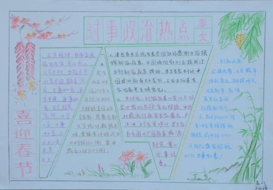 建党百周年系列活动高中部时政手抄报展示