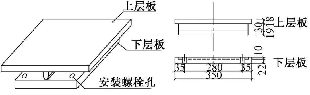 上刀铰的下层板和下刀铰的上层板分别与构件的上下端板相连,支座可以