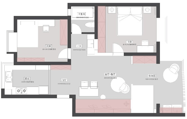 原户型为两室两厅格局,业主需要父母帮忙带孩子,两房无法满足三代人