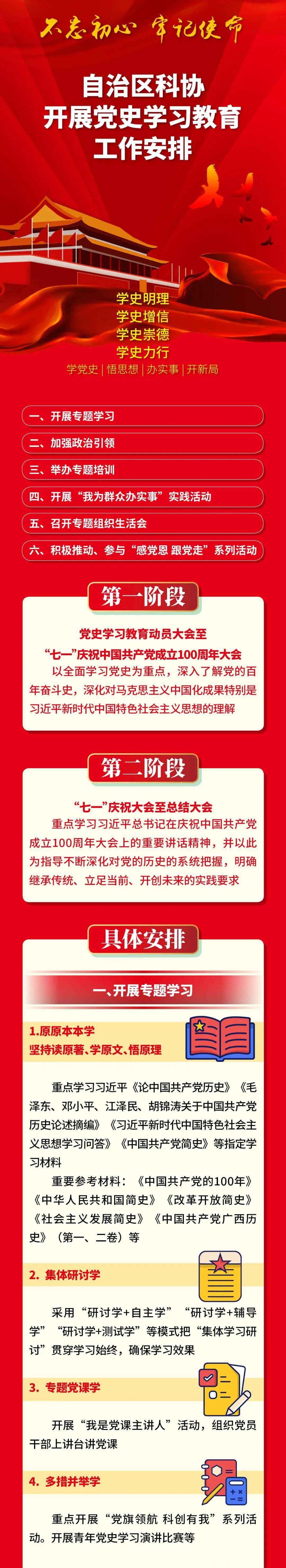 一图读懂|自治区科协开展党史学习教育工作安排