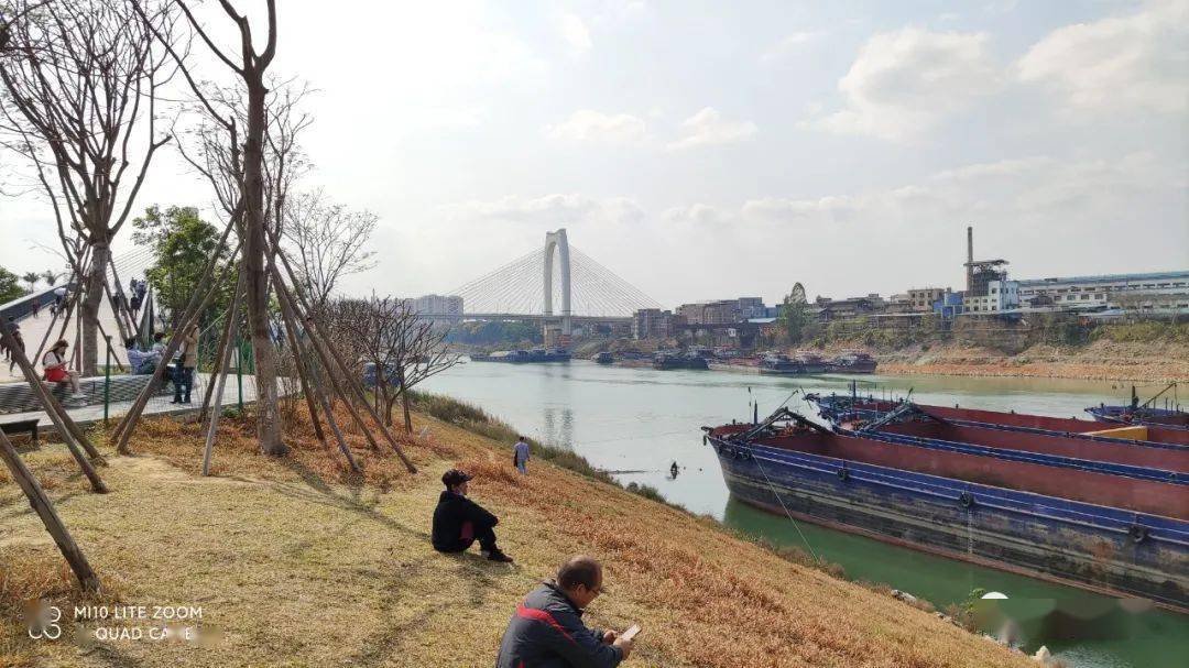 还有亲水平台,景观廊架供市民休憩,也有滨江步道,慢行道和骑游道供行